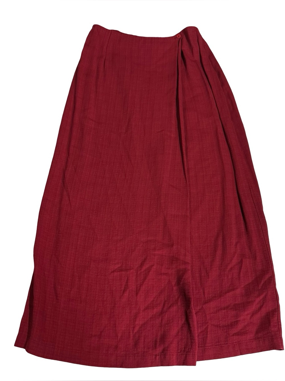Eileen Fisher USA Basket Crepe Linen Wrap Skirt Sz Sm Red Magma Italy S103 NWT